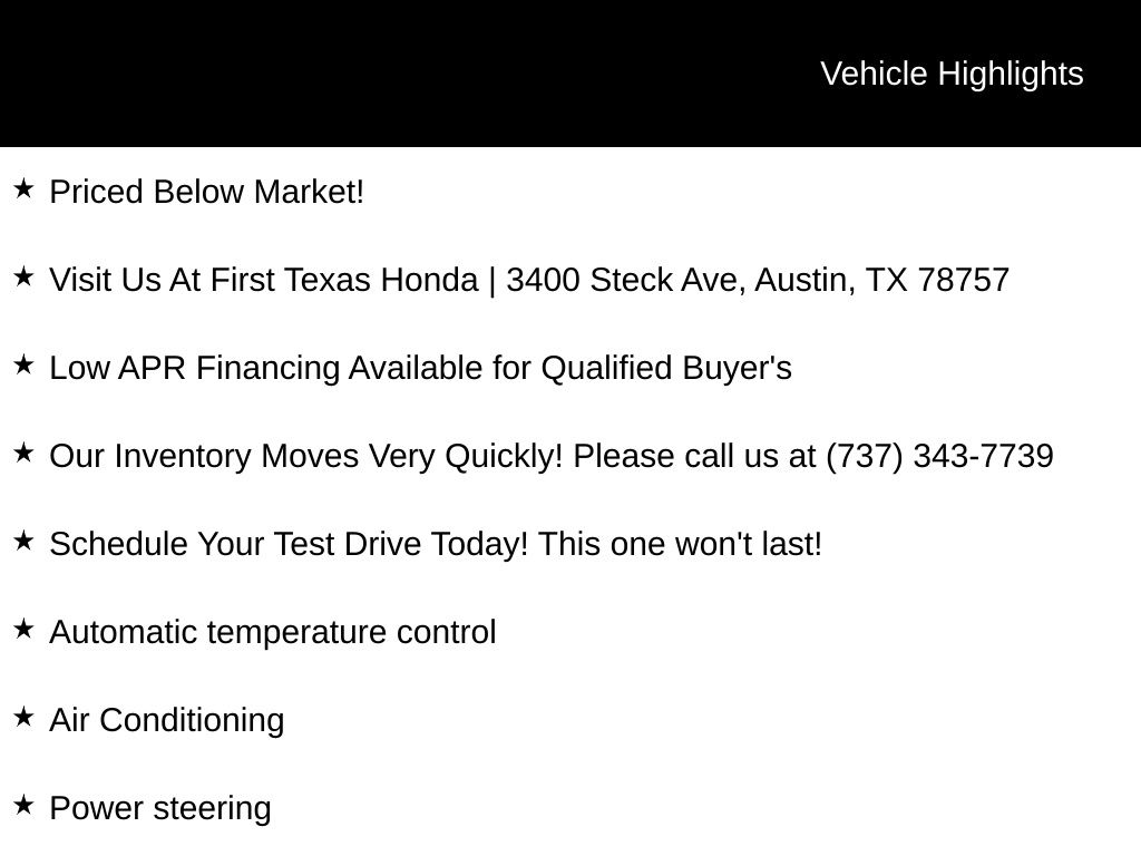 Used Car 2024 Honda Civic  Sport For Sale Under $25,000 In Austin, Texas