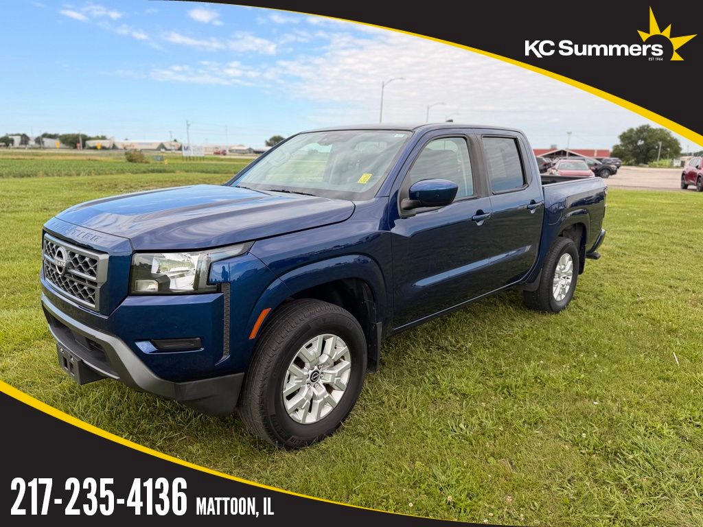 Deep Blue Pearl 2023 Nissan Frontier Pickup Truck Four-Wheel Drive 9-Speed Automatic