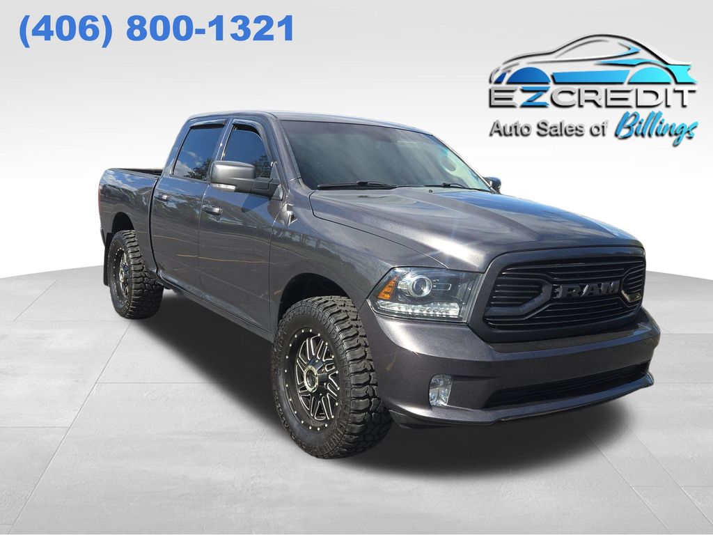 Gray (Granite Crystal Metallic Clearcoat) 2018 RAM 1500 Sport Crew Cab 4WD Pickup Truck Four-Wheel Drive 8-Speed Automatic