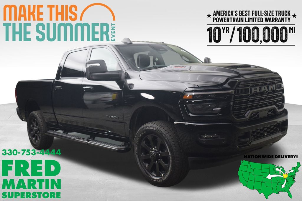 Diamond Black Crystal Pearlcoat 2026 RAM 2500 Laramie Crew Cab 4WD Pickup Truck Four-Wheel Drive 8-Speed Automatic