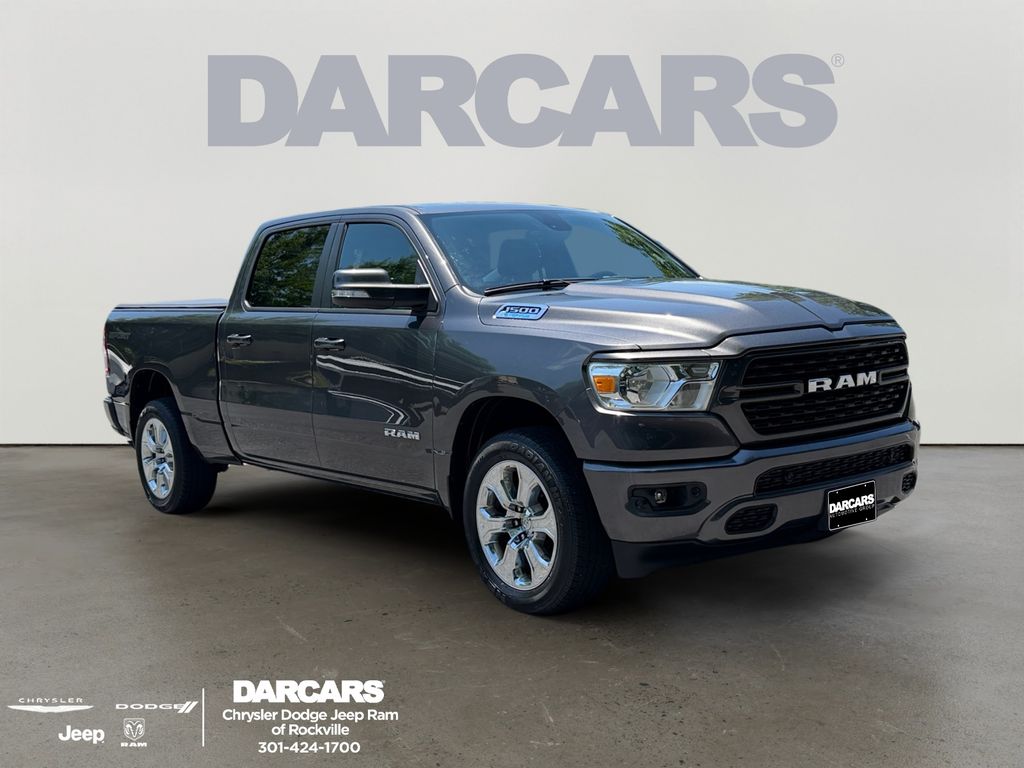 Gray (Granite Crystal Metallic Clearcoat) 2022 RAM 1500 Big Horn Crew Cab 4WD Pickup Truck Four-Wheel Drive 8-Speed Automatic