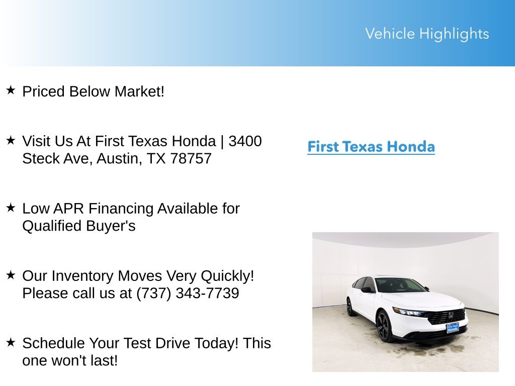 Used Car 2025 Honda Accord Hybrid  Sport For Sale Under $35,000 In Austin, Texas