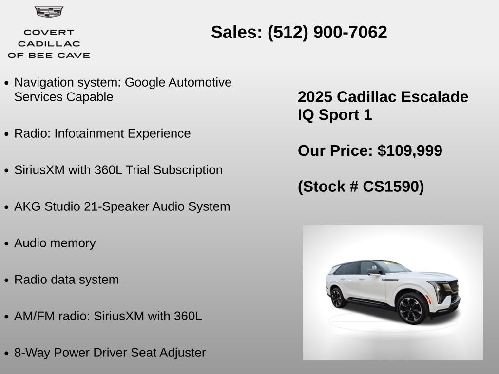 Used Car 2025 Cadillac Escalade Iq  Sport 1 For Sale Under $110,000 In Austin, Texas