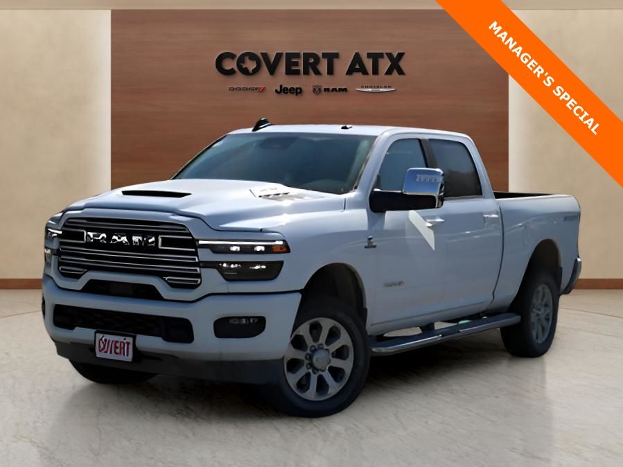 Bright White Clearcoat 2025 RAM 2500 Laramie Crew Cab 4WD Pickup Truck Four-Wheel Drive 8-Speed Automatic