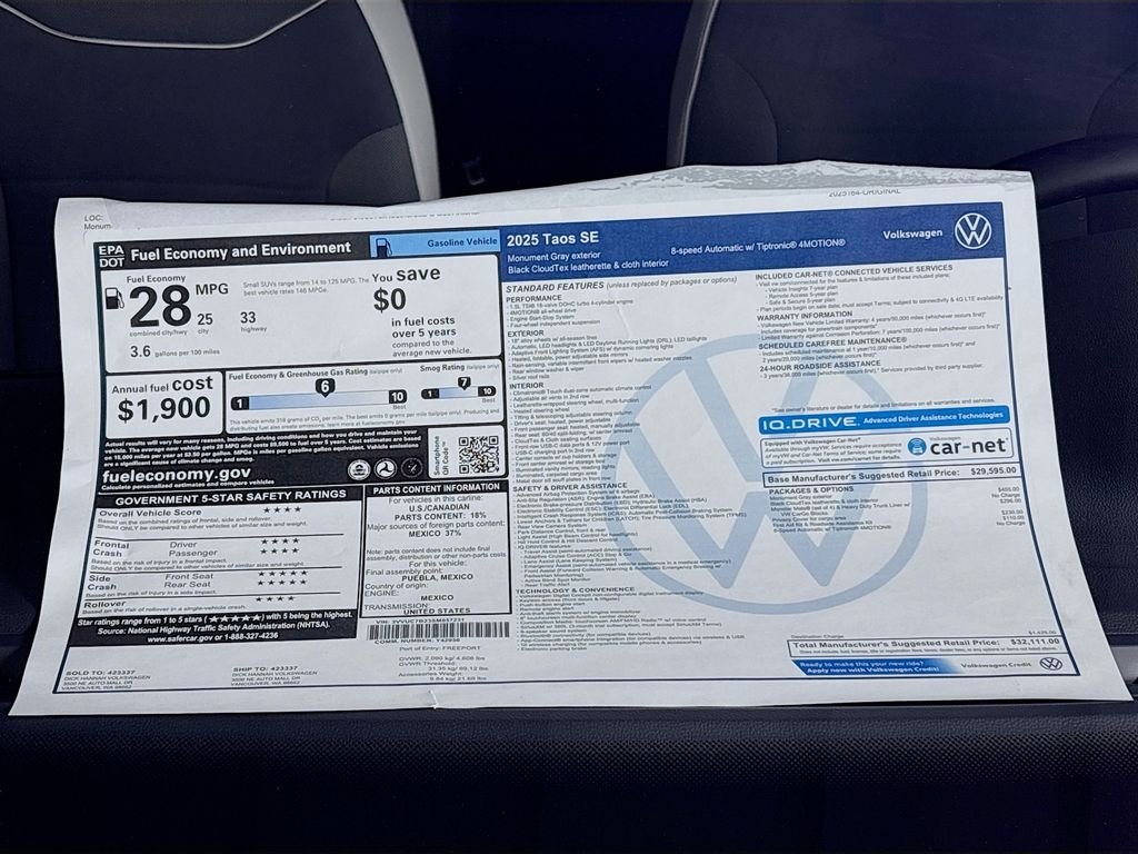 2025 Volkswagen Taos 1.5T SE