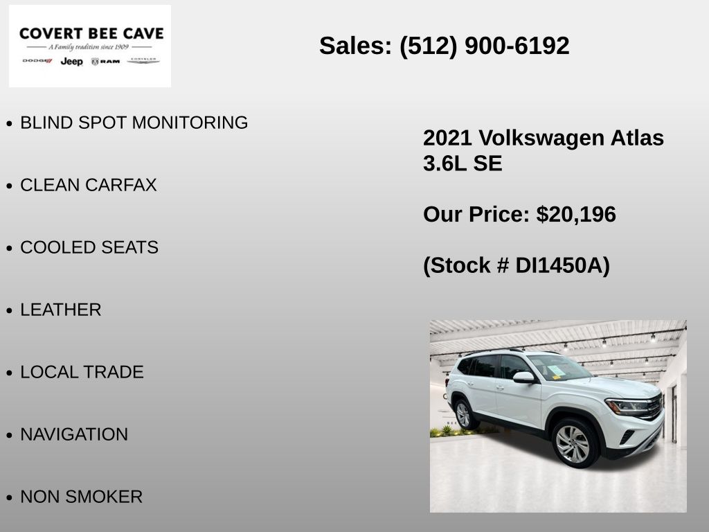 Used Car 2021 Volkswagen Atlas  3.6l V6 Se W/technology For Sale Under $25,000 In Austin, Texas