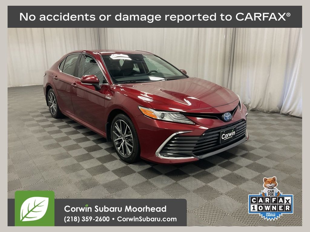 Red (Ruby Flare Pearl) 2021 Toyota Camry Hybrid XLE FWD Sedan Front-Wheel Drive Continuously Variable Transmission