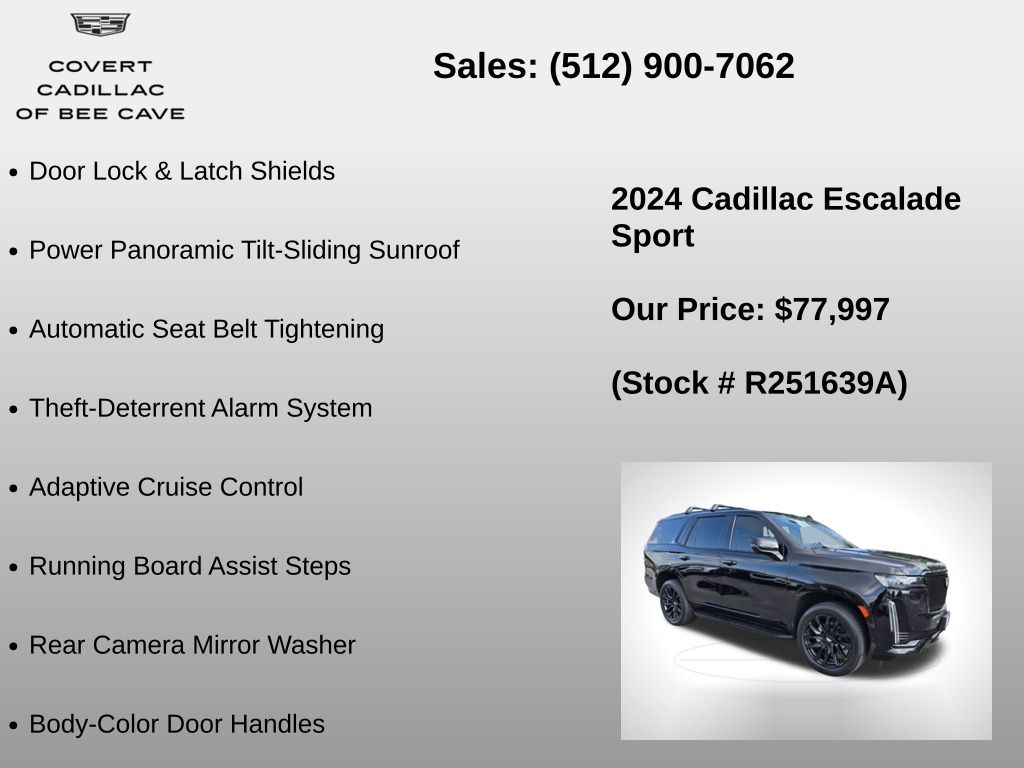 Used Car 2024 Cadillac Escalade  Sport For Sale Under $80,000 In Austin, Texas