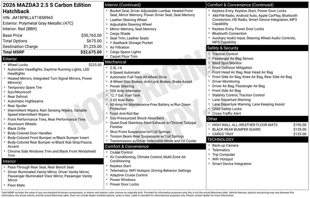 2026 Mazda Mazda3 Carbon Edition's photo