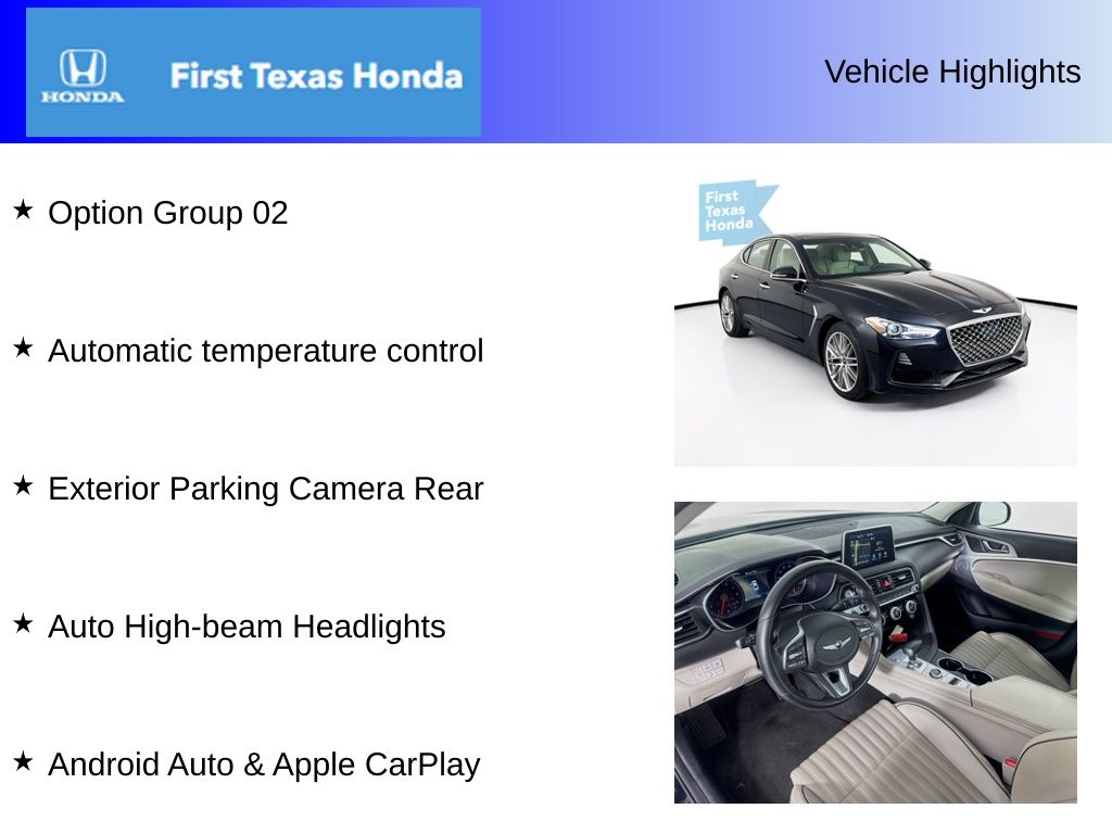 Used Car 2020 Genesis G70  2.0t For Sale Under $25,000 In Austin, Texas