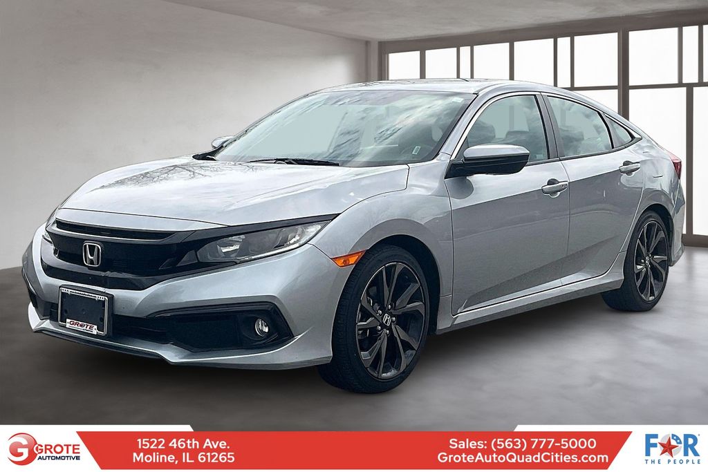 Silver 2021 Honda Civic Sport FWD Sedan Front-Wheel Drive Continuously Variable Transmission