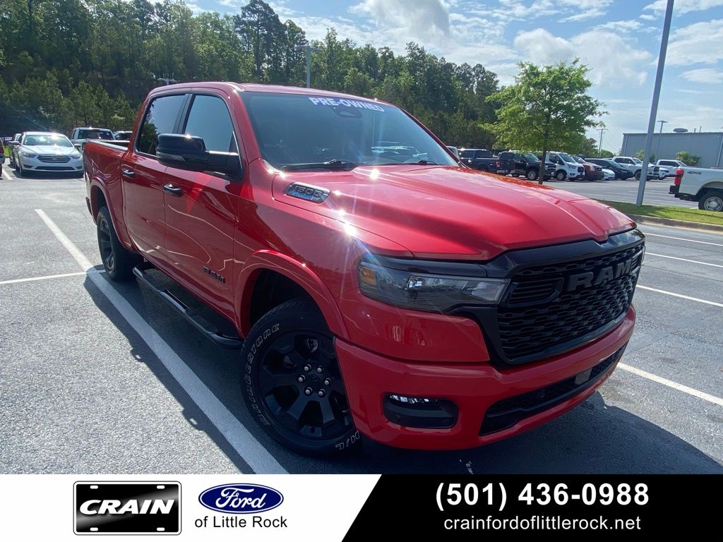 Flame Red Clearcoat 2025 RAM 1500 Big Horn Crew Cab 4WD Pickup Truck Four-Wheel Drive 8-Speed Automatic