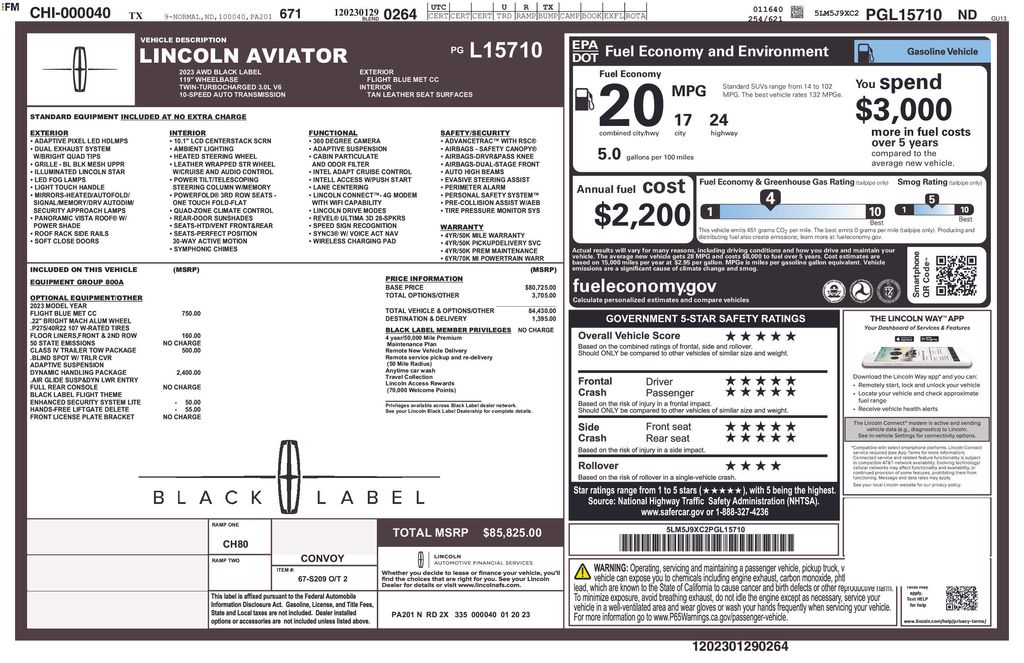Used Car 2023 Lincoln Aviator  Black Label For Sale Under $60,000 In Austin, Texas
