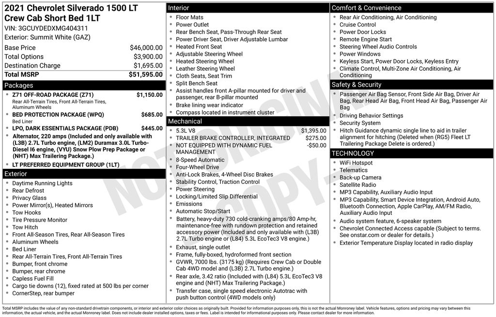 Used 2021 Chevrolet Silverado 1500 LT 4D Crew Cab