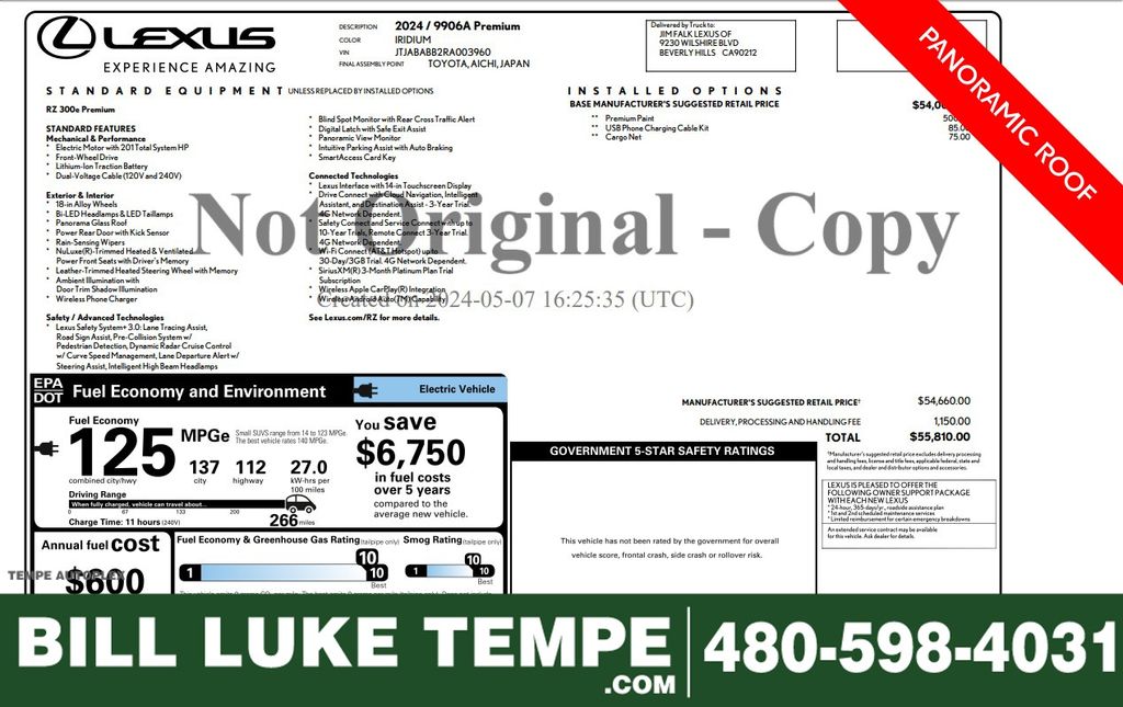 2024 Lexus RZ 300e Premium FWD with 18 inch Wheels