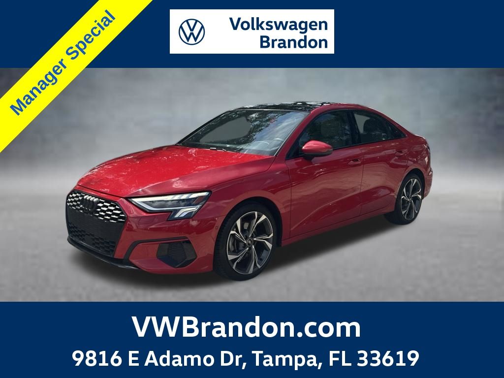 Orange (Tango Red Metallic) 2023 Audi A3 Sedan Front-Wheel Drive 7-Speed Automatic