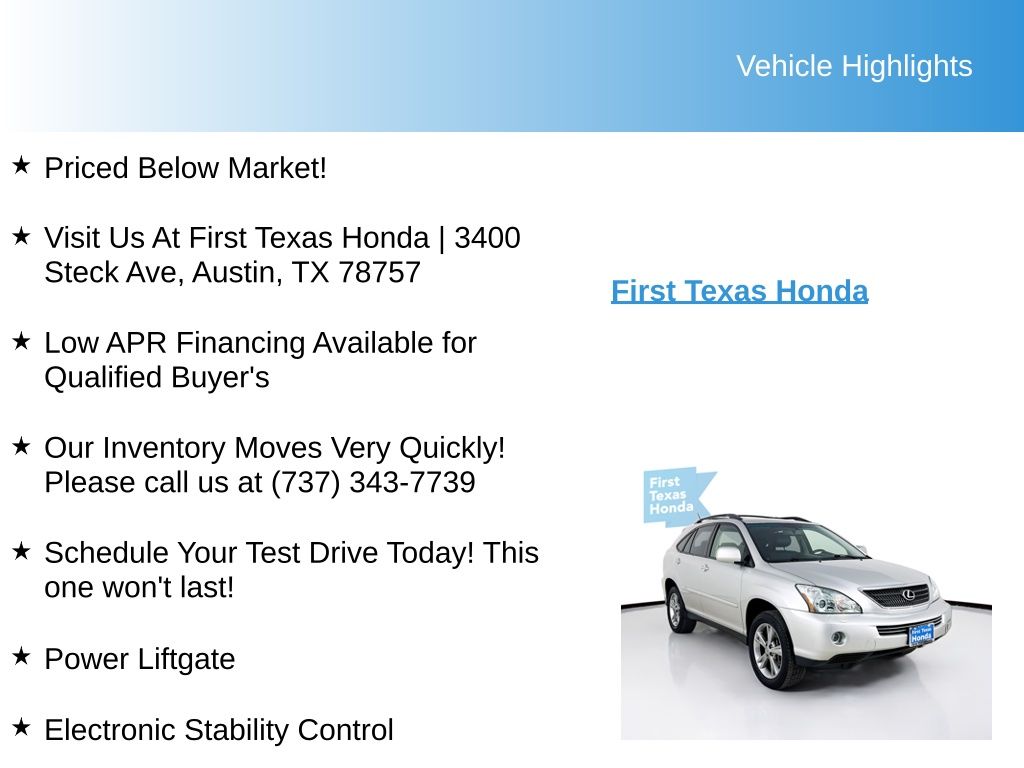 Used Car 2007 Lexus Rx  400h For Sale Under $10,000 In Austin, Texas