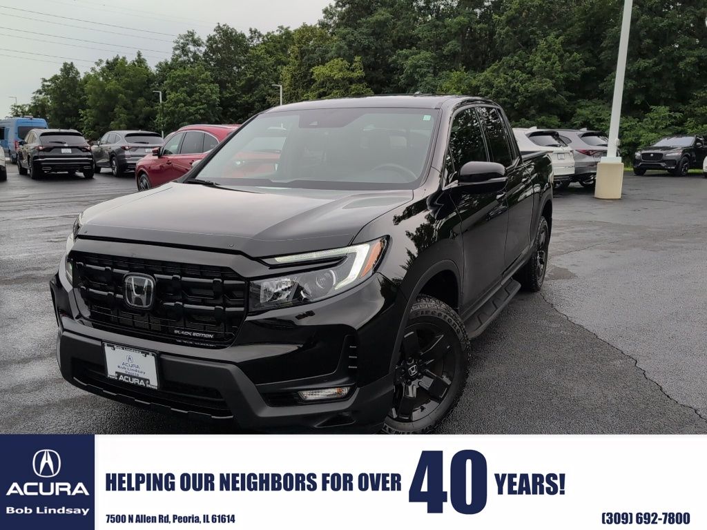 Crystal Black Pearl 2025 Honda Ridgeline Pickup Truck All-Wheel Drive 9-Speed Automatic