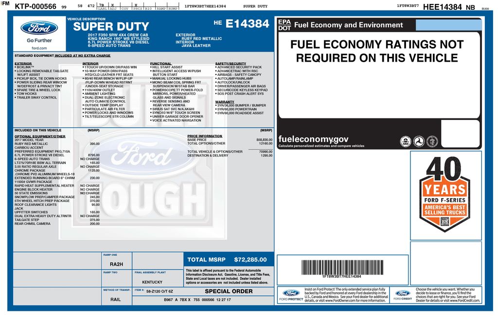 2017 Ford F-350 King Ranch 4x4 Crew Cab 6-1/2' Box SRW's photo
