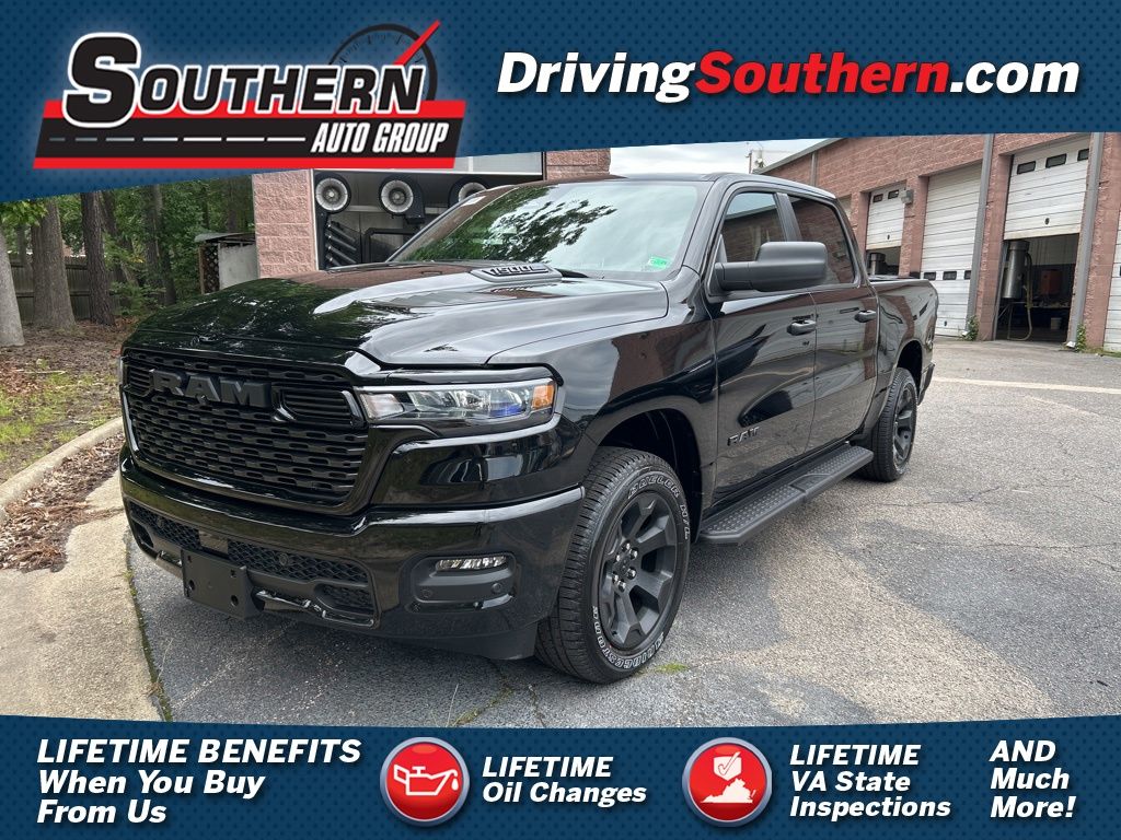 Diamond Black Crystal Pearlcoat 2025 RAM 1500 Tradesman Crew Cab 4WD Pickup Truck Four-Wheel Drive 8-Speed Automatic