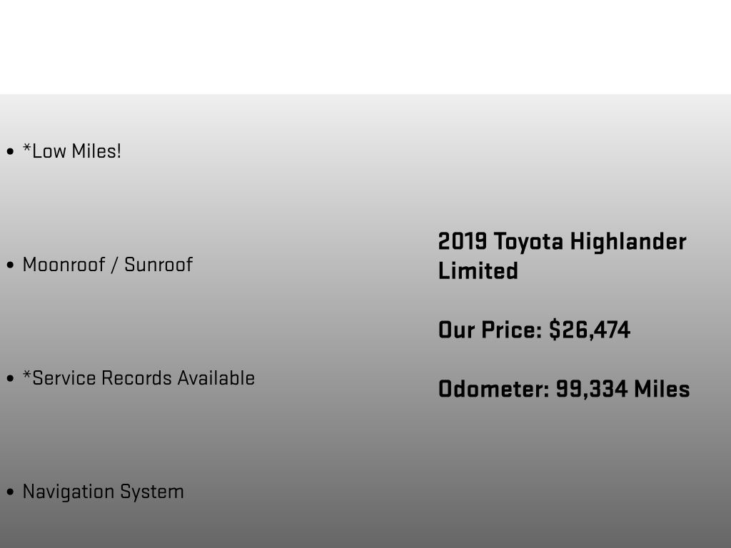 2019 Toyota Highlander Limited Black at Subaru and VW of Moon Township