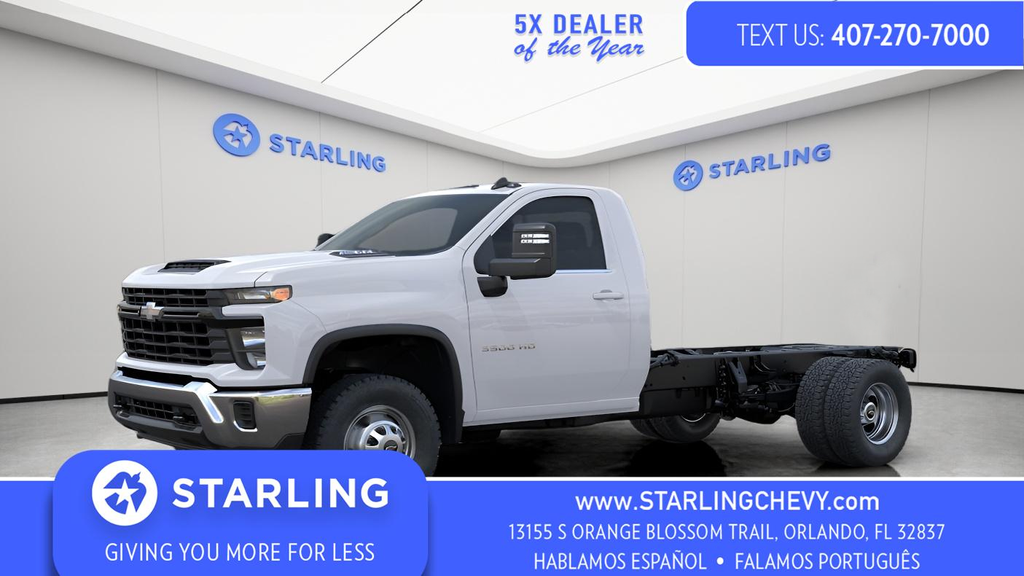 Summit White 2025 Chevrolet Silverado 3500HD Work Truck Regular Cab LB RWD Pickup Truck 4X2 Automatic