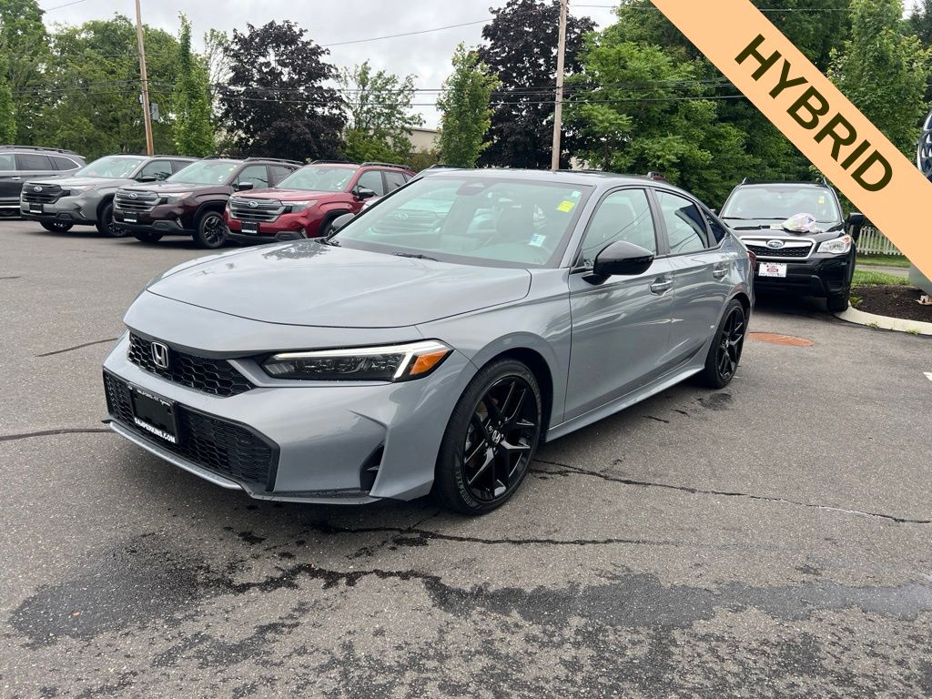 Sonic Gray Pearl 2025 Honda Civic Hybrid Sedan Front-Wheel Drive Continuously Variable Transmission