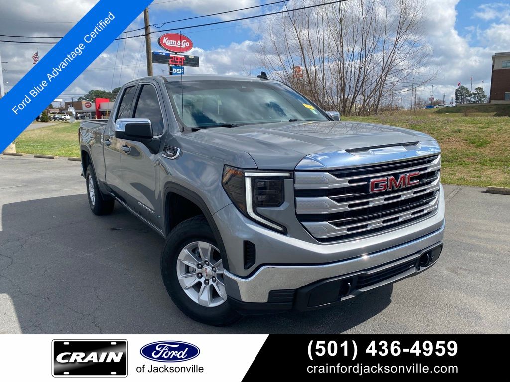 Deep Bronze Metallic 2023 GMC Sierra 1500 SLE Double Cab 4WD Pickup Truck Four-Wheel Drive Automatic