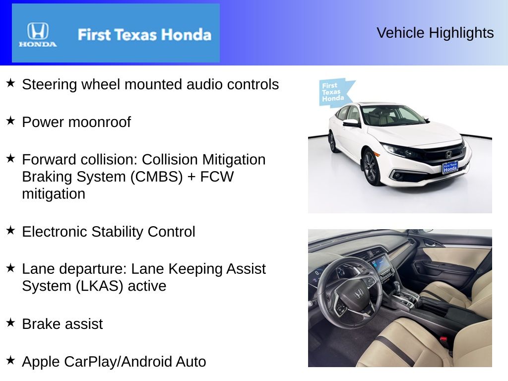 Used Car 2021 Honda Civic  Ex For Sale Under $20,000 In Austin, Texas