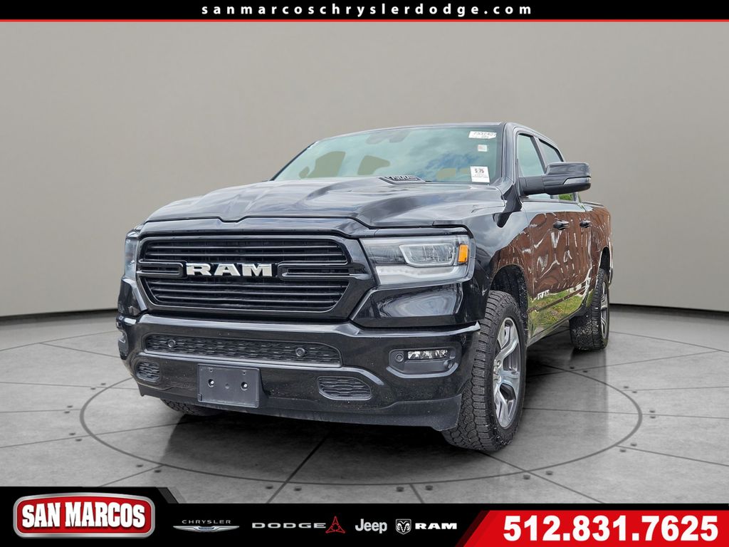 Diamond Black Crystal Pearlcoat 2023 RAM 1500 Laramie Crew Cab 4WD Pickup Truck Four-Wheel Drive 8-Speed Automatic
