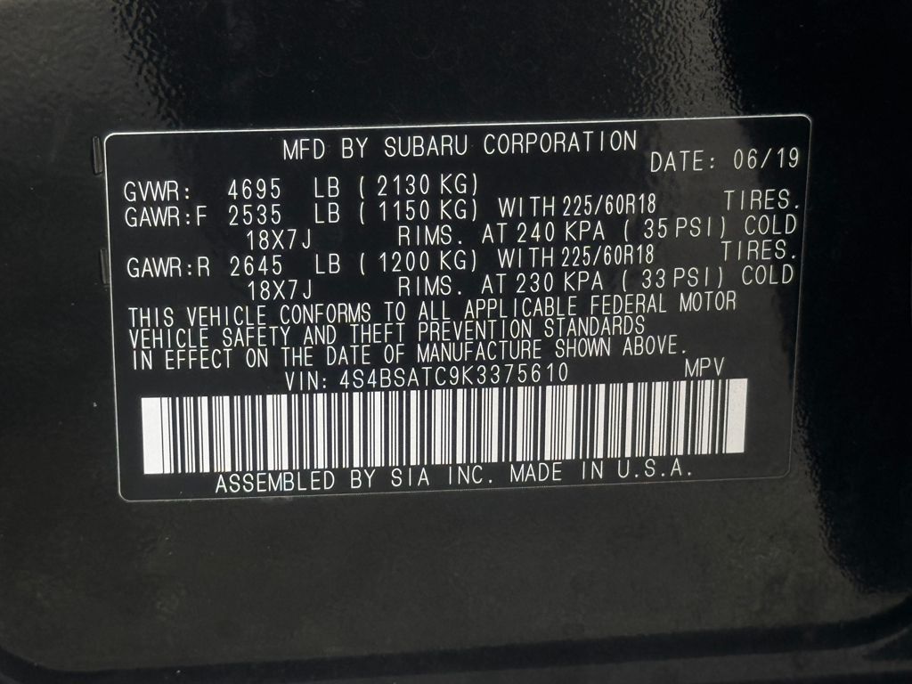 2019 Subaru Outback 2.5i Touring