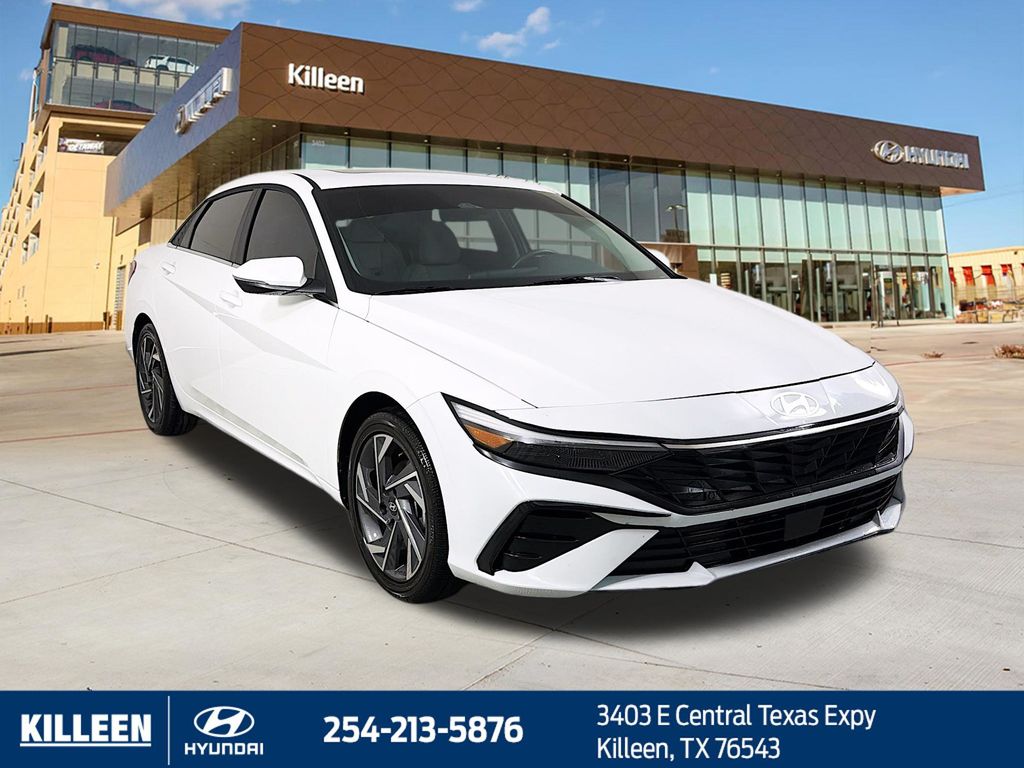 Serenity White 2025 Hyundai Elantra Hybrid Sedan Front-Wheel Drive 6-Speed Dual Clutch