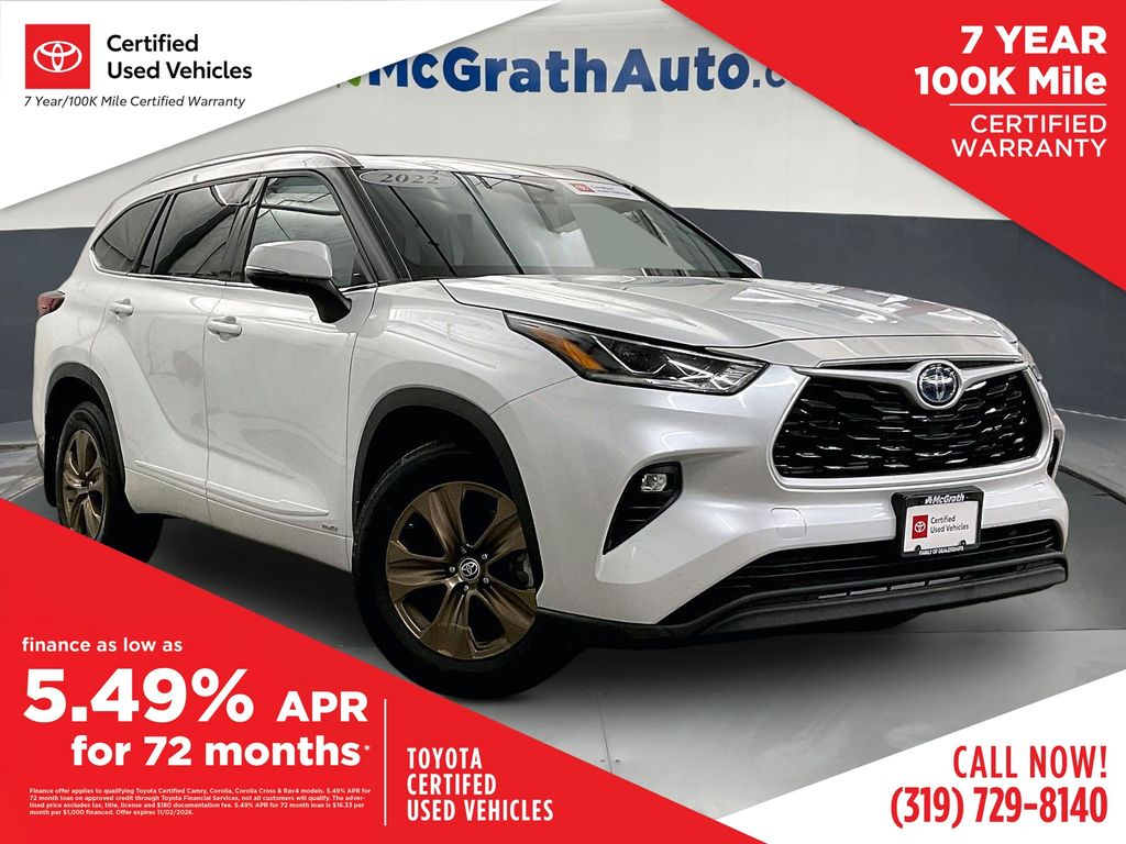 White (Wind Chill Pearl) 2022 Toyota Highlander Hybrid SUV / Crossover All-Wheel Drive Continuously Variable Transmission