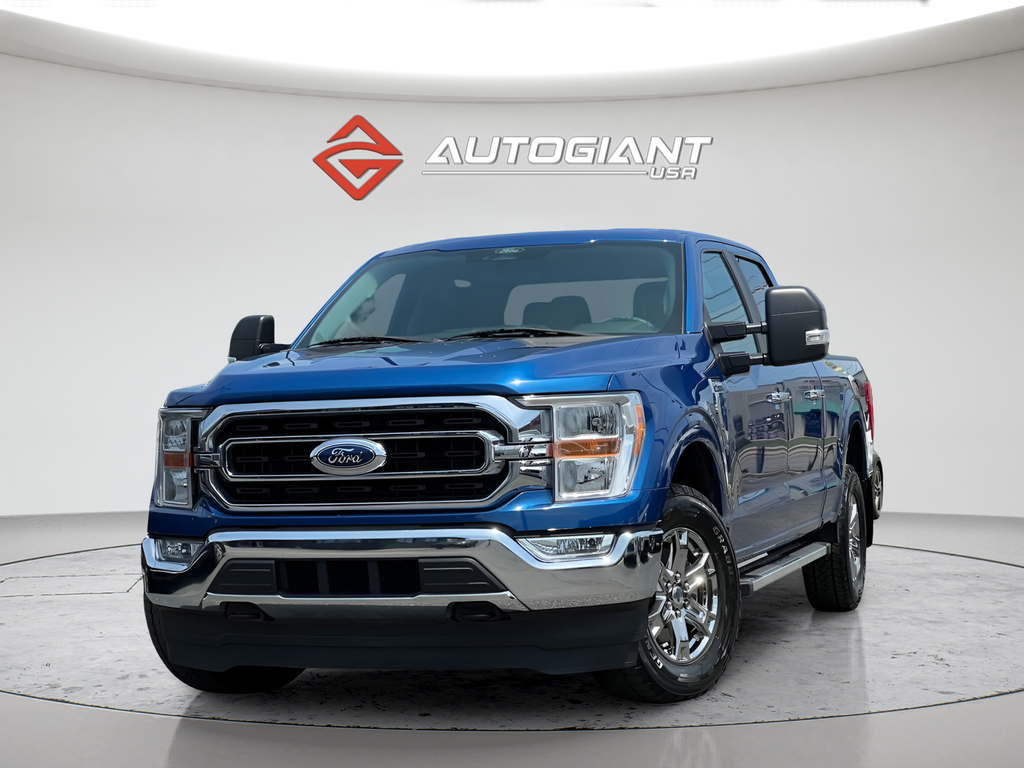 Blue 2022 Ford F-150 XLT SuperCrew 4WD Pickup Truck Four-Wheel Drive Automatic