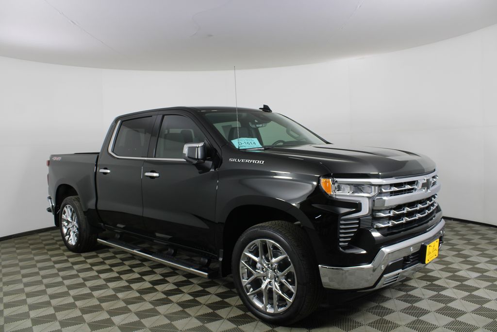 Black 2024 Chevrolet Silverado 1500 LTZ Crew Cab 4WD Pickup Truck Four-Wheel Drive Automatic