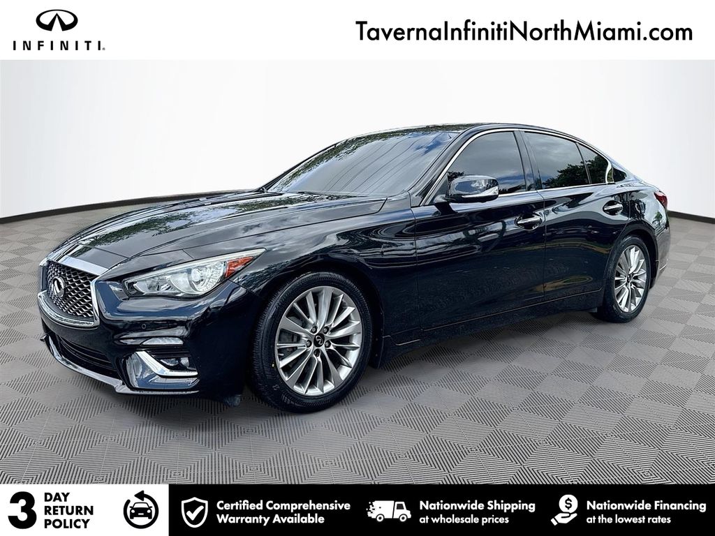 Midnight Black 2021 INFINITI Q50 3.0t Luxe RWD Sedan Rear-Wheel Drive 7-Speed Automatic Overdrive