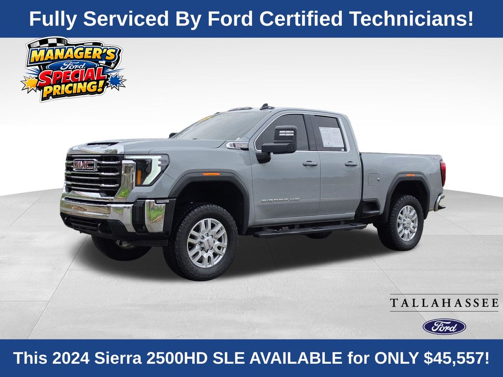 Thunderstorm Gray 2024 GMC Sierra 2500HD SLE Double Cab 4WD Pickup Truck Four-Wheel Drive Automatic