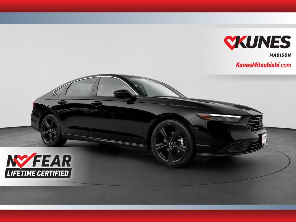 Black 2024 Honda Accord Hybrid Sedan Front-Wheel Drive Continuously Variable Transmission