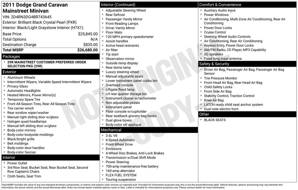 2011 Dodge Grand Caravan Mainstreet FWD