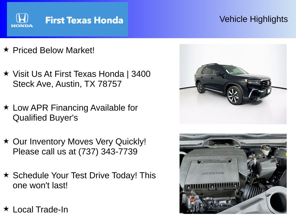 New Car 2025 Honda Pilot  Touring For Sale Under $50,000 In Austin, Texas