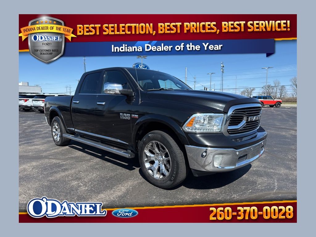 Brilliant Black Crystal Pearlcoat 2017 RAM 1500 Laramie Limited Crew Cab 4WD Pickup Truck Four-Wheel Drive 8-Speed Automatic
