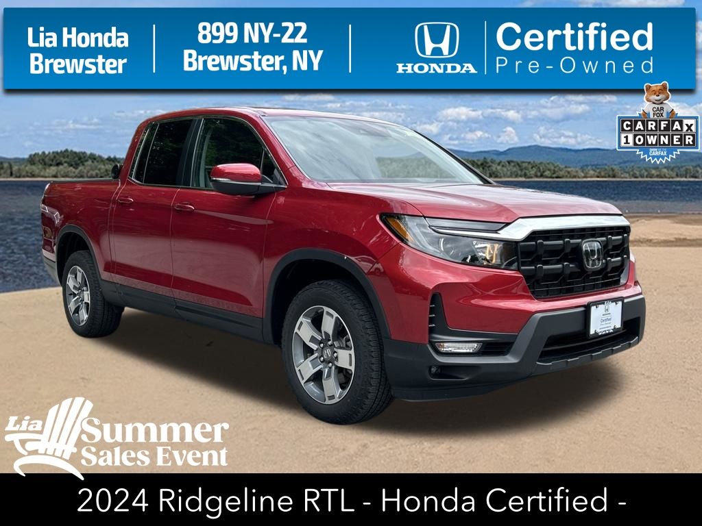 Radiant Red Metallic II 2024 Honda Ridgeline RTL AWD Pickup Truck All-Wheel Drive 9-Speed Automatic