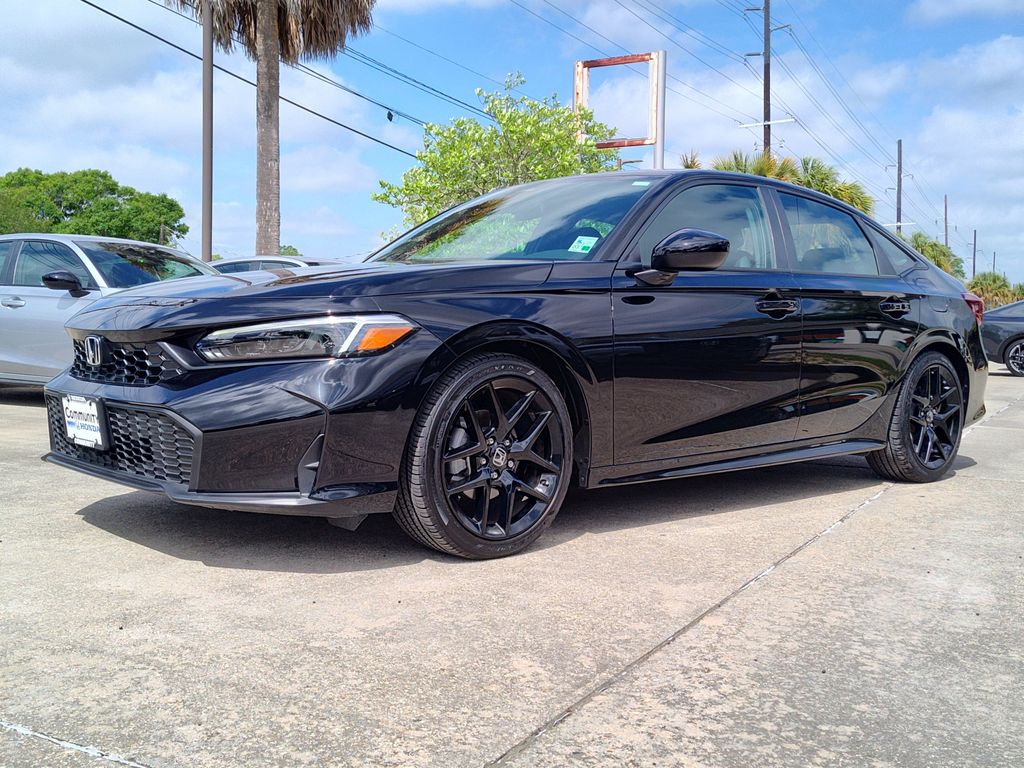 Crystal Black Pearl 2025 Honda Civic Sport FWD Sedan Front-Wheel Drive Continuously Variable Transmission