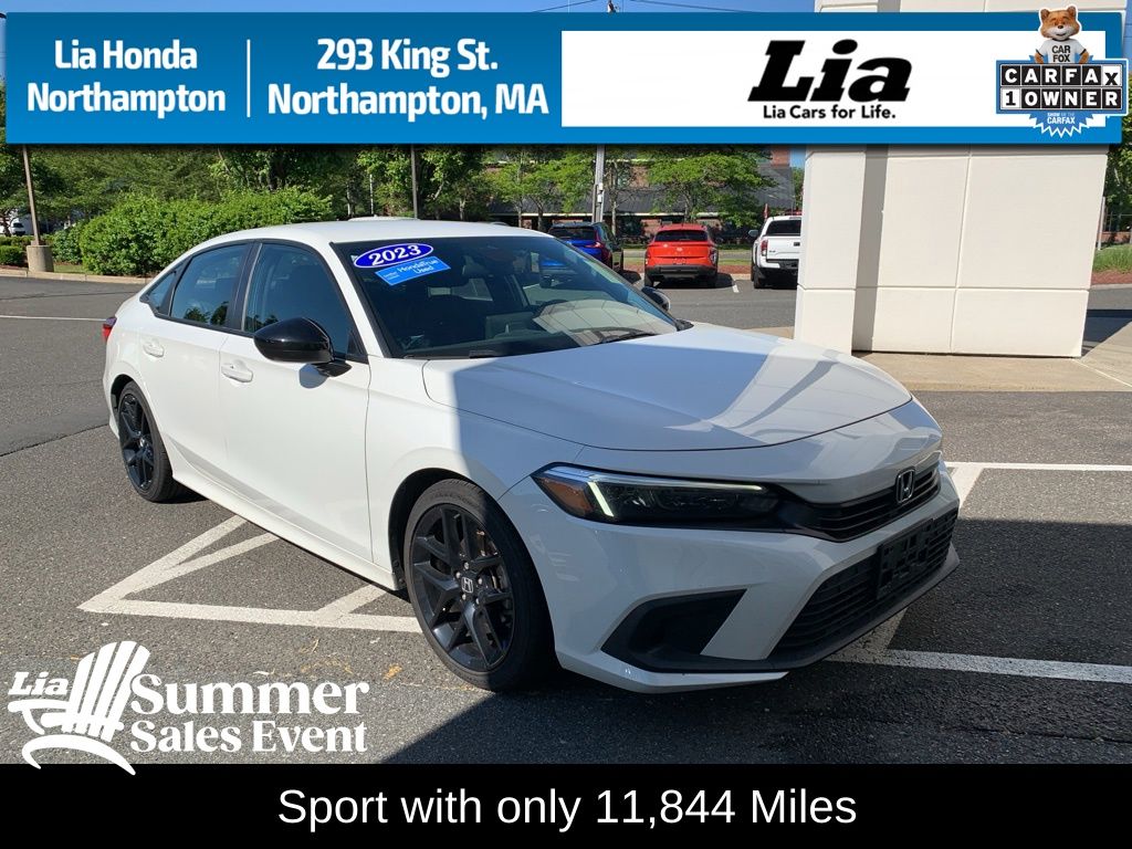 Platinum White 2023 Honda Civic Sport FWD Sedan Front-Wheel Drive Continuously Variable Transmission