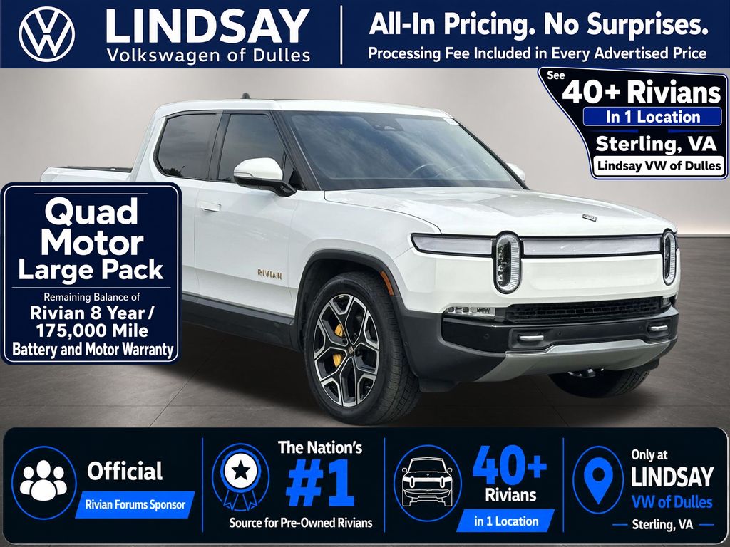 Glacier White 2022 Rivian R1T Pickup Truck All-Wheel Drive 1-Speed Automatic