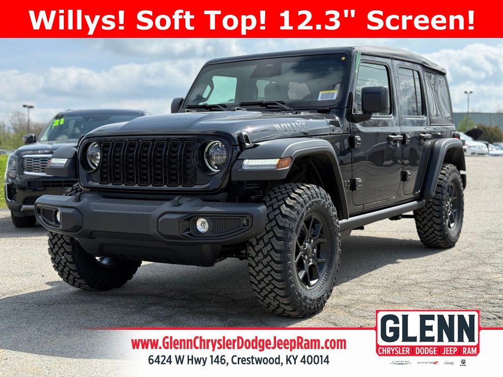 Black Clearcoat 2026 Jeep Wrangler Willys 4-Door 4WD SUV / Crossover Four-Wheel Drive 8-Speed Automatic
