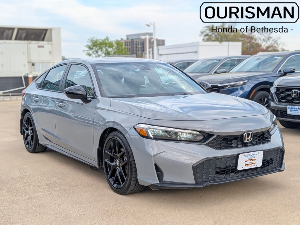 Gray 2025 Honda Civic Hybrid Sport Hatchback FWD Hatchback Front-Wheel Drive Continuously Variable Transmission