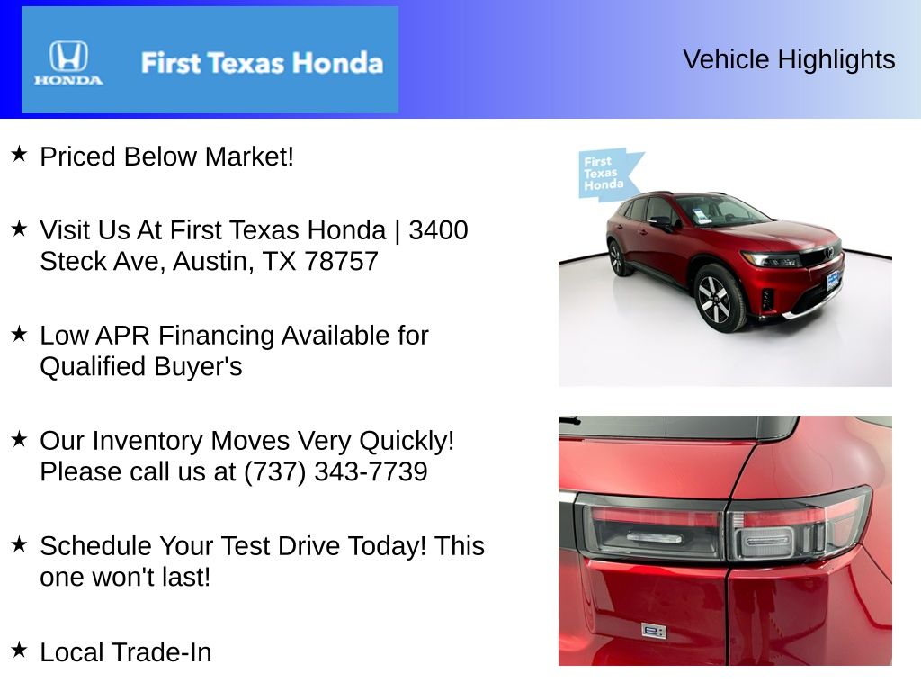 New Car 2025 Honda Prologue  Touring For Sale Under $60,000 In Austin, Texas