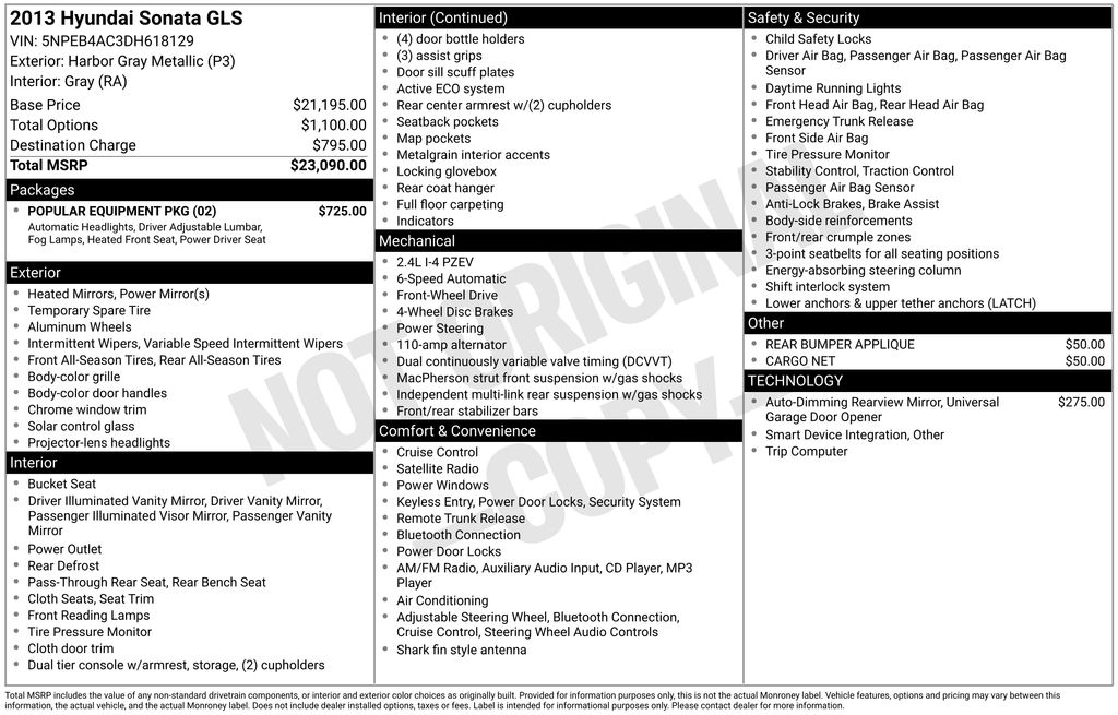 Used 2013 Hyundai Sonata GLS with VIN 5NPEB4AC3DH618129 for sale in Carlsbad, CA