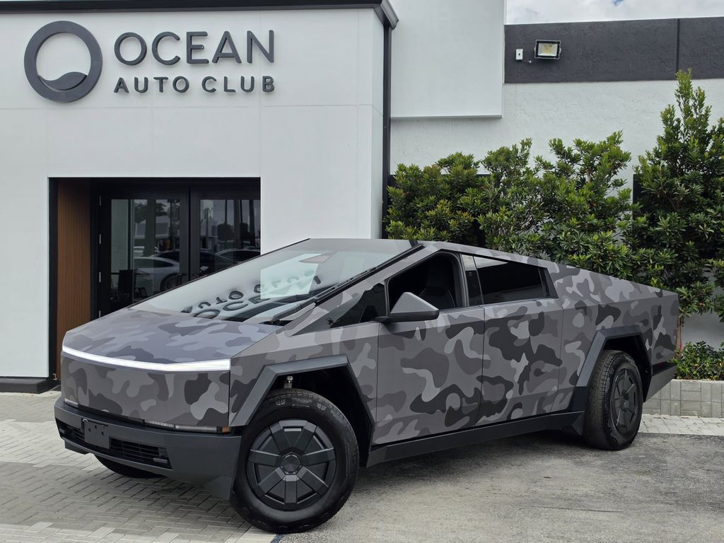 Camouflage 2025 Tesla Cybertruck Crew Cab AWD Pickup Truck All-Wheel Drive 1-Speed Automatic
